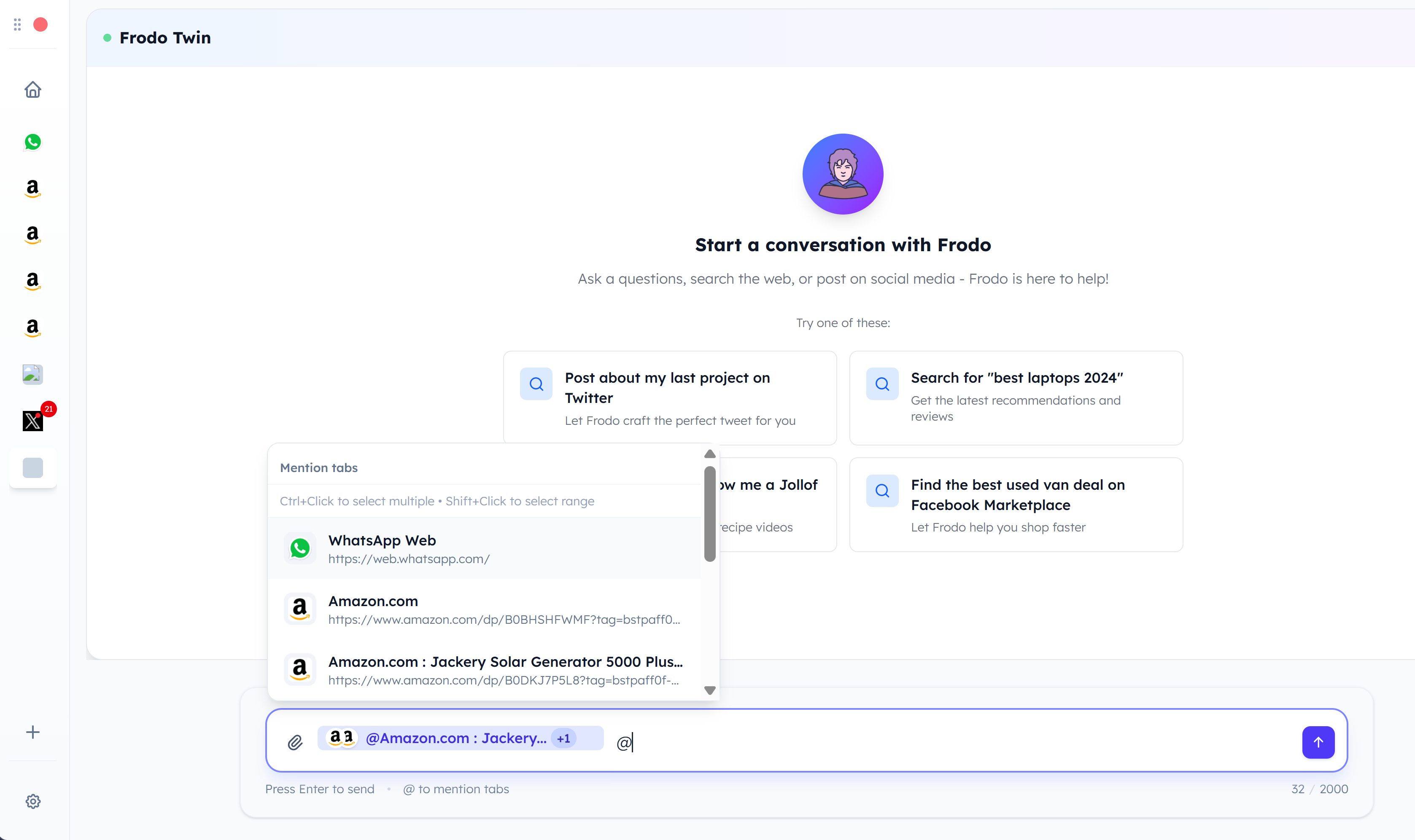 Tab mention feature